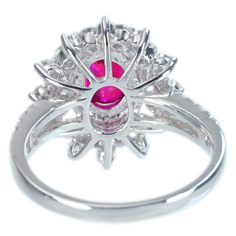 【中古】K18WG Myanmar RUBY RING ミャンマー（ビルマ）産ルビーリング R1.19ct D1.21ct AIGS鑑別書 5.4g #13.5