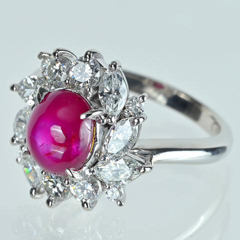 【中古】PT900 STAR RUBY スタールビーリング SR3.57ct D1.40ct 8.8g #11.5
