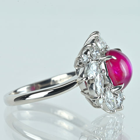 【中古】PT900 STAR RUBY スタールビーリング SR3.57ct D1.40ct 8.8g #11.5