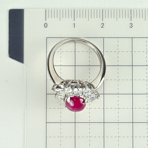 【中古】PT900 STAR RUBY スタールビーリング SR3.57ct D1.40ct 8.8g #11.5