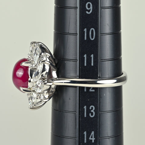 【中古】PT900 STAR RUBY スタールビーリング SR3.57ct D1.40ct 8.8g #11.5