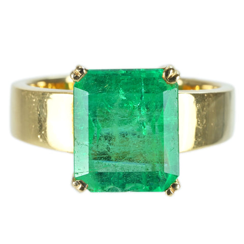 【中古】K18YG EMERALD RING エメラルドリング E5.29ct CGLソーティング 9.3g ＃18.5