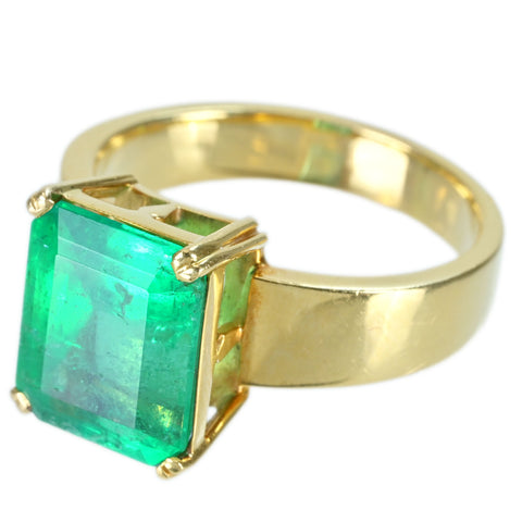 【中古】K18YG EMERALD RING エメラルドリング E5.29ct CGLソーティング 9.3g ＃18.5