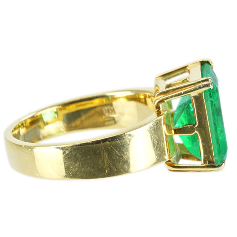 【中古】K18YG EMERALD RING エメラルドリング E5.29ct CGLソーティング 9.3g ＃18.5