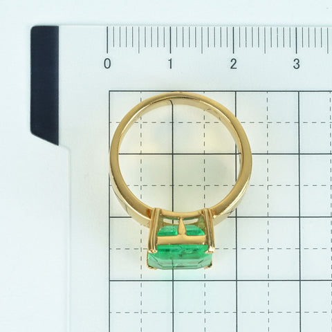 【中古】K18YG EMERALD RING エメラルドリング E5.29ct CGLソーティング 9.3g ＃18.5