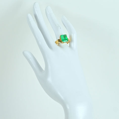 【中古】K18YG EMERALD RING エメラルドリング E5.29ct CGLソーティング 9.3g ＃18.5