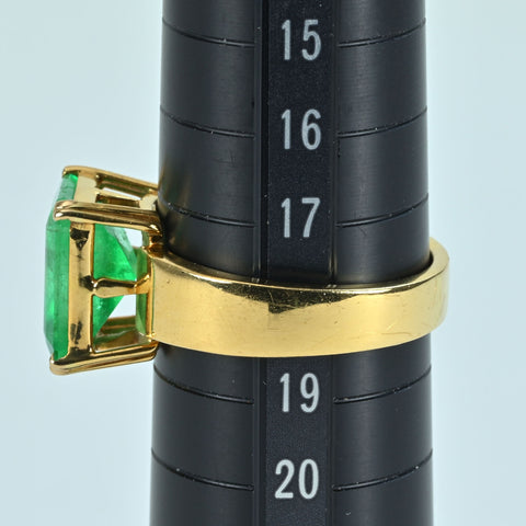 【中古】K18YG EMERALD RING エメラルドリング E5.29ct CGLソーティング 9.3g ＃18.5