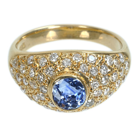 【中古】K18YG SAPPHIREサファイアリング S1.00ct D2.00ct 9.3g #14