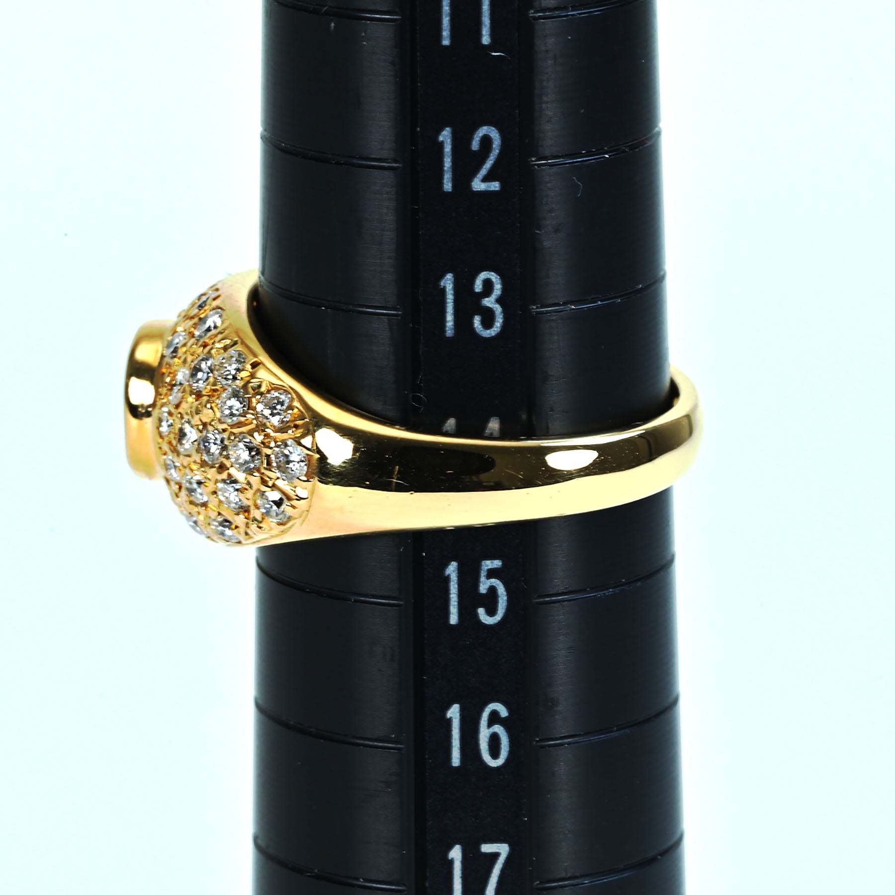 中古】K18YG SAPPHIREサファイアリング S1.00ct D2.00ct 9.3g