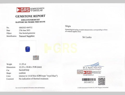 【中古】K18WG SAPPHIREスリランカ産 非加熱サファイアリング S11.53ct D1.78ct GRSロイヤルブルー鑑別書 10.0g #13