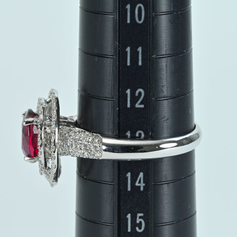 【中古】K18WG NO HEAT RUBY RING マダガスカル産 非加熱ルビーリング R2.02ct D0.75ct Pigeon Blood AIGS鑑別書 4.6g #13