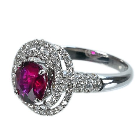 【中古】K18WG NO HEAT RUBY RING マダガスカル産 非加熱ルビーリング R2.02ct D0.75ct Pigeon Blood AIGS鑑別書 4.6g #13