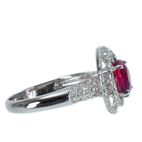 【中古】K18WG NO HEAT RUBY RING マダガスカル産 非加熱ルビーリング R2.02ct D0.75ct Pigeon Blood AIGS鑑別書 4.6g #13