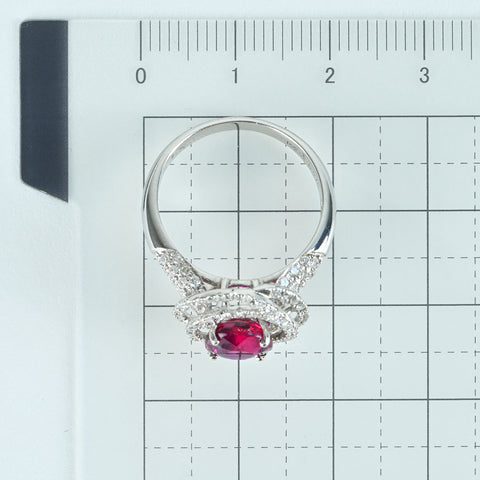 【中古】K18WG NO HEAT RUBY RING マダガスカル産 非加熱ルビーリング R2.02ct D0.75ct Pigeon Blood AIGS鑑別書 4.6g #13
