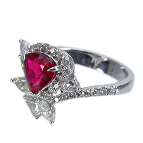 【中古】K18WG NO HEAT RUBY RING モザンビーク産 非加熱ルビーリング R2.07ct D1.48ct GRS鑑別書 6.6g #13.5　