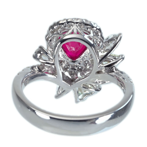 【中古】K18WG NO HEAT RUBY RING モザンビーク産 非加熱ルビーリング R2.07ct D1.48ct GRS鑑別書 6.6g #13.5　