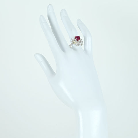 【中古】K18WG NO HEAT RUBY RING モザンビーク産 非加熱ルビーリング R2.07ct D1.48ct GRS鑑別書 6.6g #13.5　