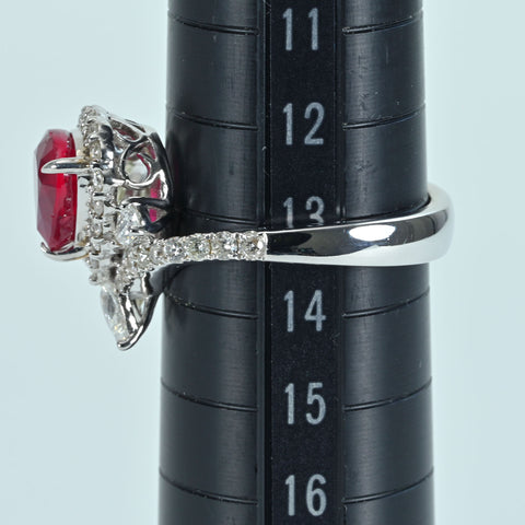 【中古】K18WG NO HEAT RUBY RING モザンビーク産 非加熱ルビーリング R2.07ct D1.48ct GRS鑑別書 6.6g #13.5　