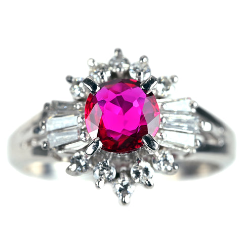 【中古】PT900 RUBY ルビーリング R0.54ct D0.35ct 鑑別書付き 4.9g #7