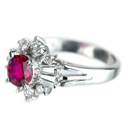【中古】PT900 RUBY ルビーリング R0.54ct D0.35ct 鑑別書付き 4.9g #7