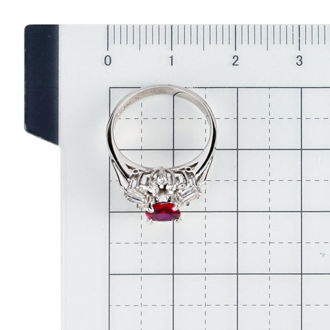【中古】PT900 RUBY ルビーリング R0.54ct D0.35ct 鑑別書付き 4.9g #7