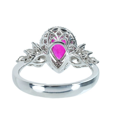 【中古】K18WG RUBYビルマ産ルビーリング R1.39ct D0.35ct AIGSピジョンブラッド鑑別書 4.9g #14.5