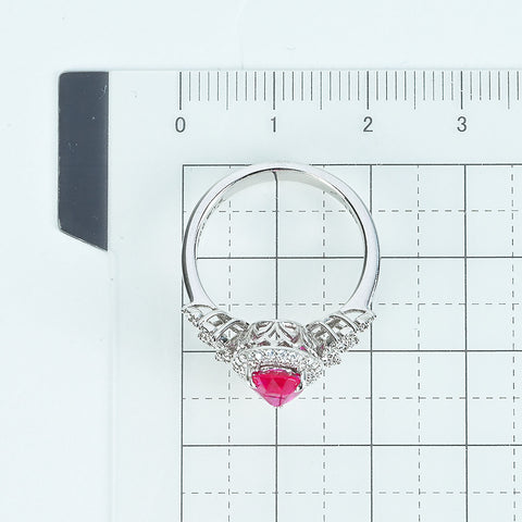 【中古】K18WG RUBYビルマ産ルビーリング R1.39ct D0.35ct AIGSピジョンブラッド鑑別書 4.9g #14.5