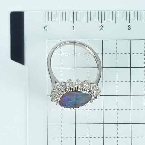 【中古】K18WG BOULDER OPAL RING ボルダーオパールリング OP5.46ct D0.61ct 6.4g #14