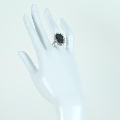 【中古】K18WG BOULDER OPAL RING ボルダーオパールリング OP5.46ct D0.61ct 6.4g #14