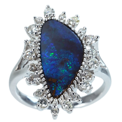 【中古】K18WG BOULDER OPAL RING  ボルダーオパールリング OP4.09ct D0.51ct 6.7ｇ #13
