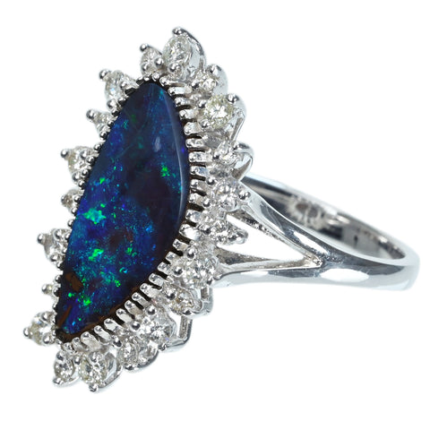 【中古】K18WG BOULDER OPAL RING  ボルダーオパールリング OP4.09ct D0.51ct 6.7ｇ #13