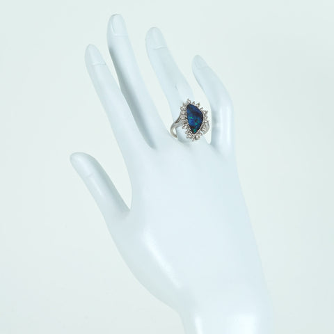 【中古】K18WG BOULDER OPAL RING  ボルダーオパールリング OP4.09ct D0.51ct 6.7ｇ #13