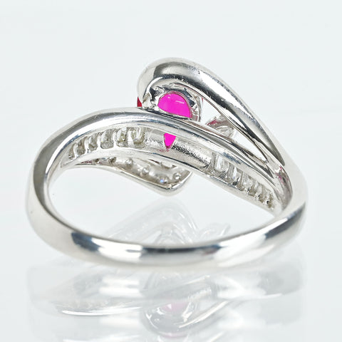 【中古】PT900 RUBYモザンビーク産 非加熱ルビーリング R1.02ct D0.66ct GRSピジョンブラッド 鑑別書 7.4g #16