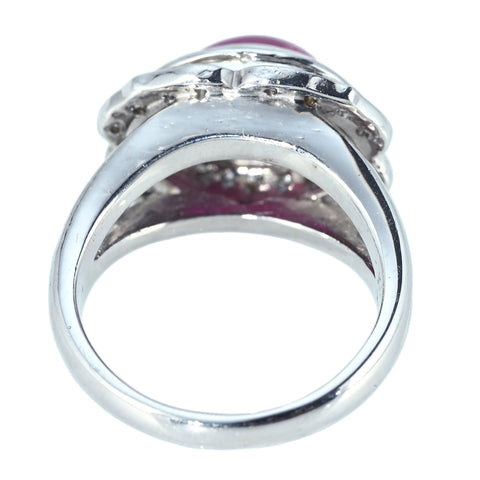 [Pre-owned] K18WG Ruby Ring, Cabochon Cut Ruby R4.11ct D0.34ct 12.0g #13.5