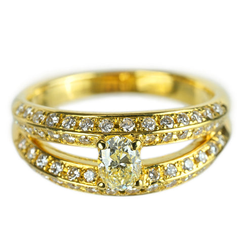 【中古】K18YG DIAMOND ダイヤモンドリング 0.45ct D0.59ct 7.4g #15