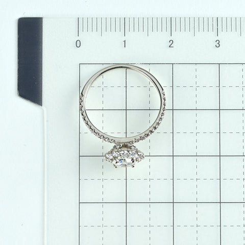 【中古】PT900 DIAMONDダイヤモンドリング 0.462ct Dカラー VS1クラス Excellentカット(H＆C) D0.47ct 2.3g #8.5