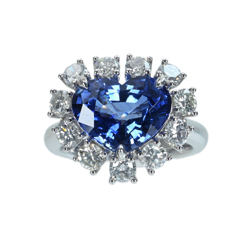 【中古】K18WG SAPPHIRE RING サファイアリング S6.22ct D1.68ct 9.5g #12.5
