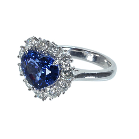 [Pre-owned] K18WG SAPPHIRE RING Sapphire ring S6.22ct D1.68ct 9.5g #12.5 