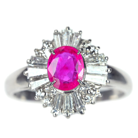 【中古】PT850 RUBY ルビーリング R0.90ct D0.84ct GGSソ 6.3g #15