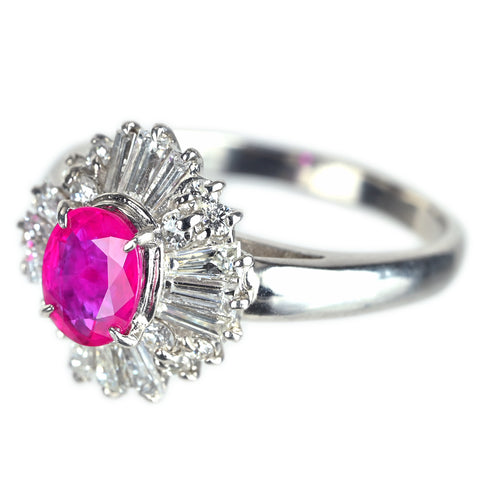 【中古】PT850 RUBY ルビーリング R0.90ct D0.84ct GGSソ 6.3g #15