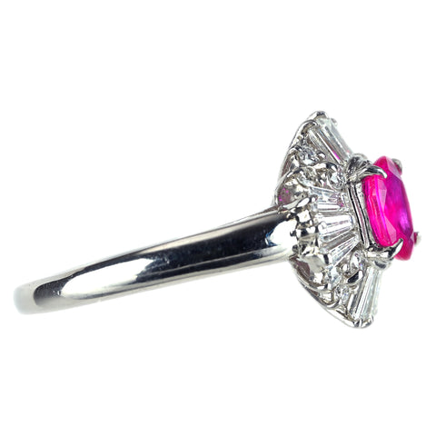 【中古】PT850 RUBY ルビーリング R0.90ct D0.84ct GGSソ 6.3g #15