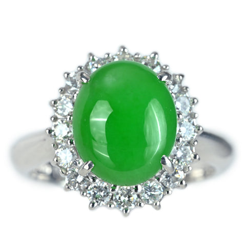 【中古】PT900 JADEITE ヒスイリング J4.40ct 0.55ct 6.8g #12