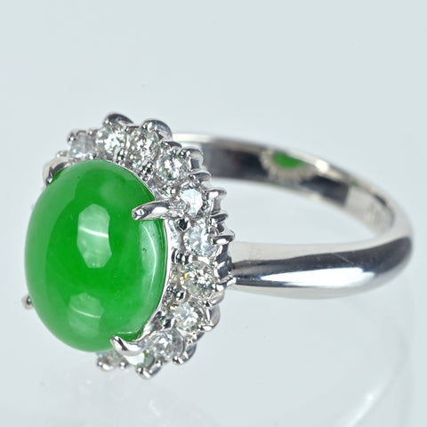 【中古】PT900 JADEITE ヒスイリング J4.40ct 0.55ct 6.8g #12