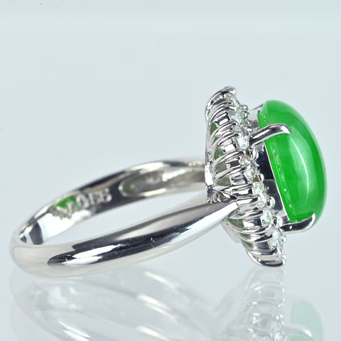 【中古】PT900 JADEITE ヒスイリング J4.40ct 0.55ct 6.8g #12