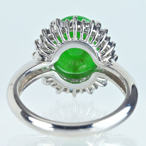 【中古】PT900 JADEITE ヒスイリング J4.40ct 0.55ct 6.8g #12