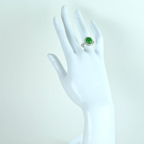 【中古】PT900 JADEITE ヒスイリング J4.40ct 0.55ct 6.8g #12