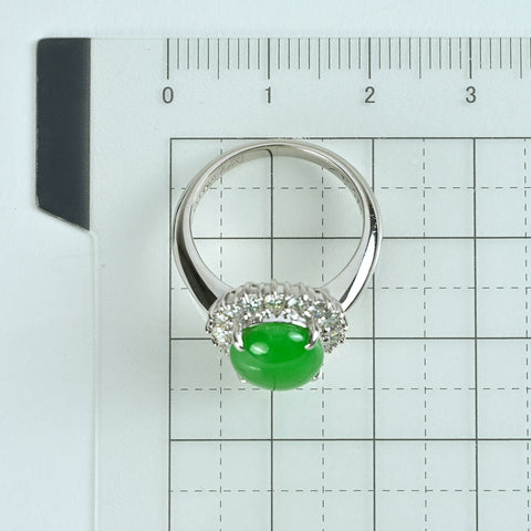 【中古】PT900 JADEITE ヒスイリング J4.40ct 0.55ct 6.8g #12