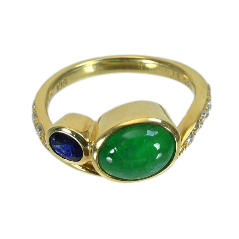 【中古】K18YG EMERALDエメラルド＆サファイアリング E2.30ct S0.28ct D0.14ct.8.0g #8