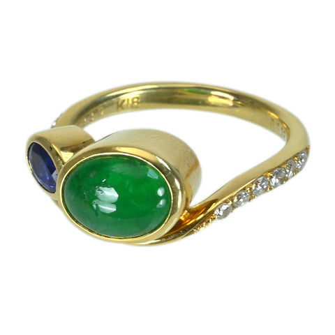 【中古】K18YG EMERALDエメラルド＆サファイアリング E2.30ct S0.28ct D0.14ct.8.0g #8