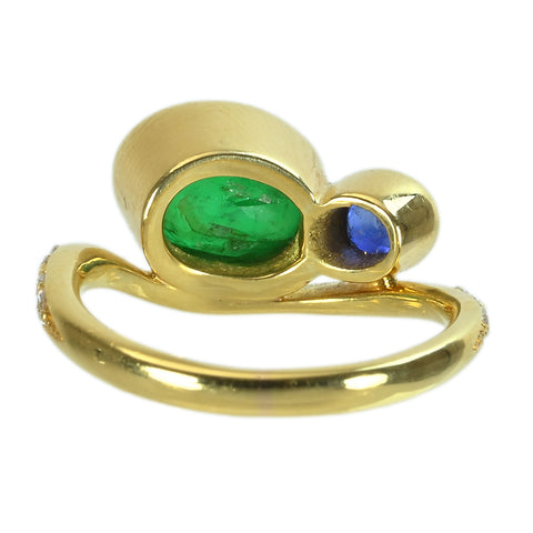 【中古】K18YG EMERALDエメラルド＆サファイアリング E2.30ct S0.28ct D0.14ct.8.0g #8